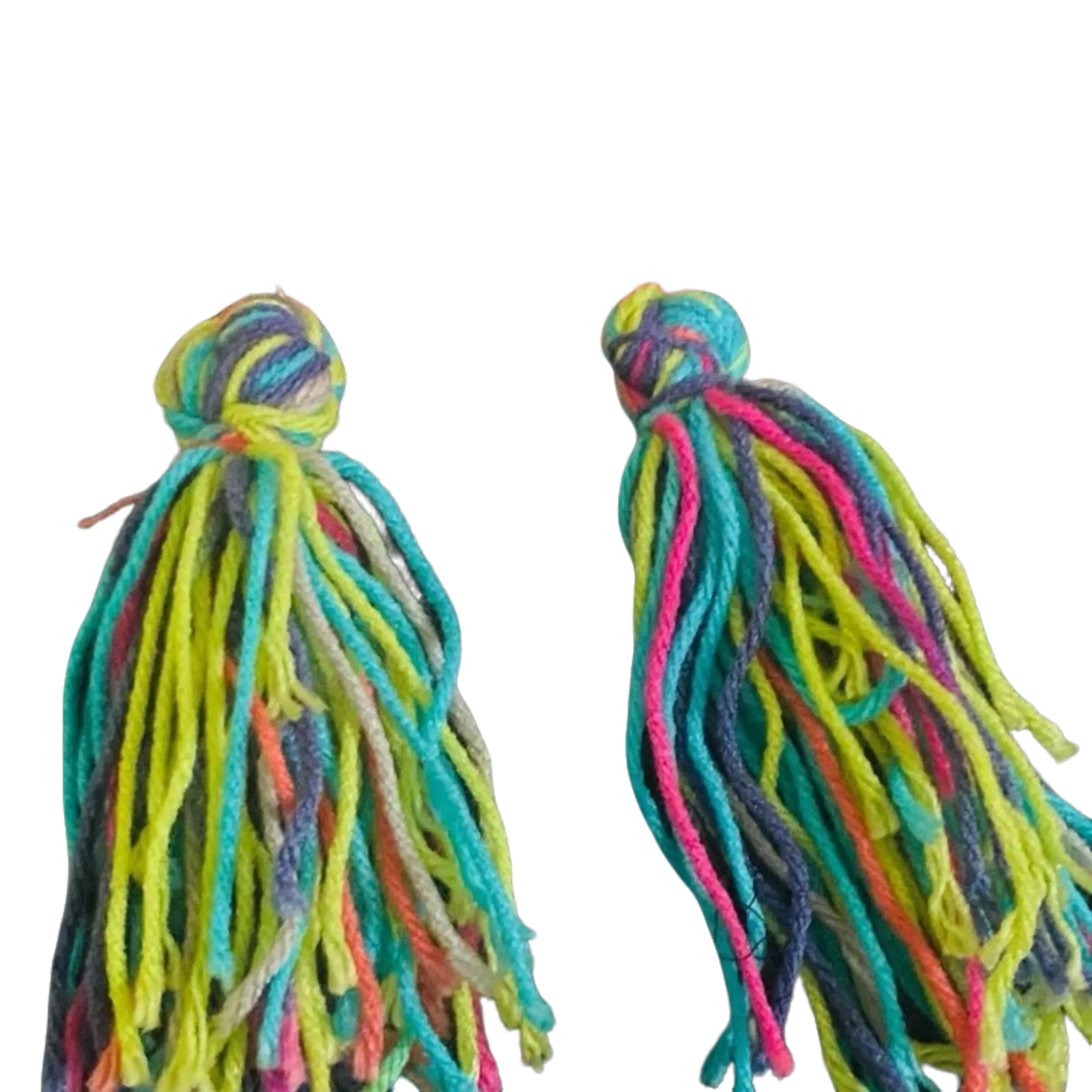2- Pack Tassel Yarn Ear Glam Multi Colors Female Casual Elegant Ethnic Baroque Fabric Lightweight Trendy Fringe Detailing Gift Option Hook Drop Style