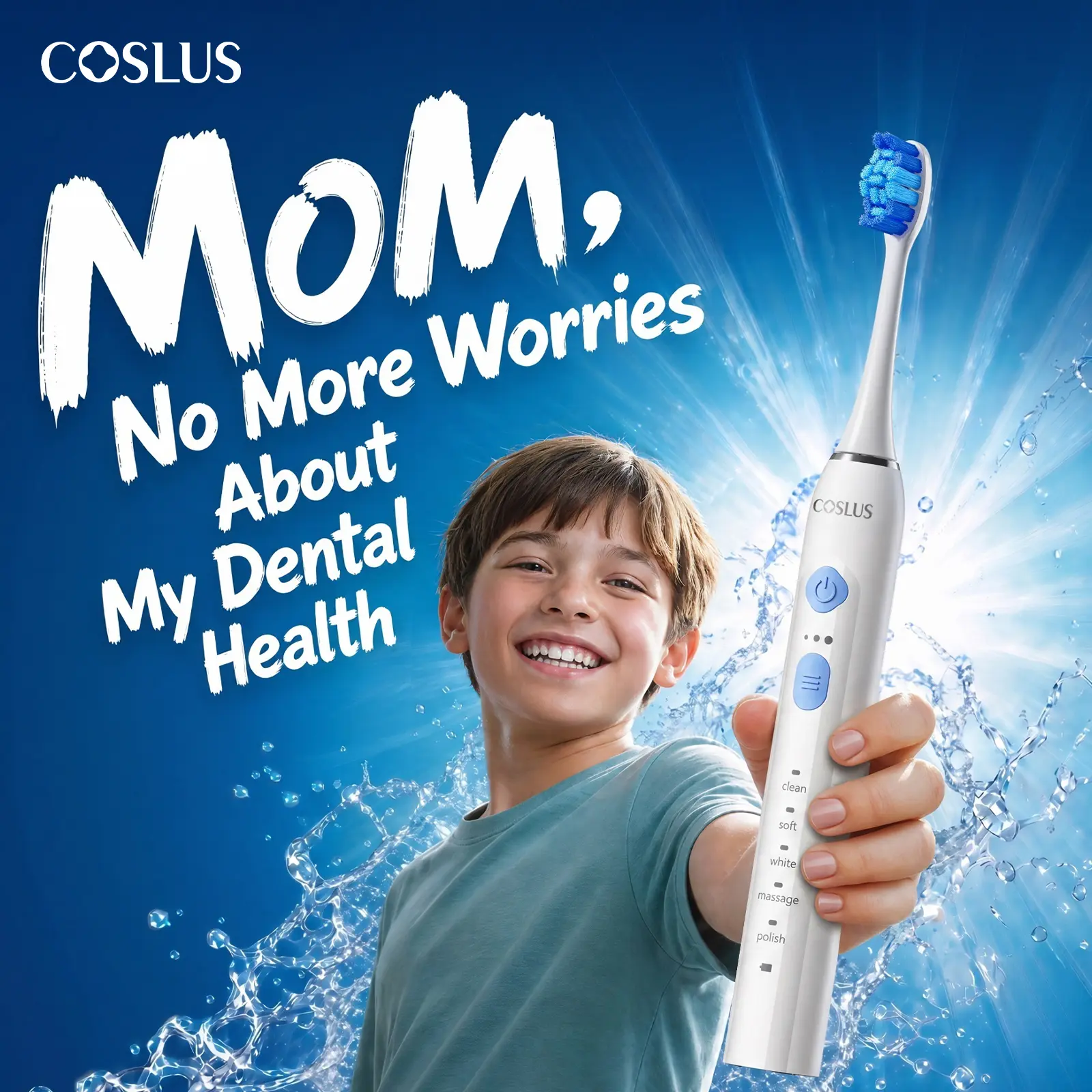 COSLUS C30 Rechargeable Sonic Electric Toothbrush - 41,000 Vibrations Per Minute Cordless Teeth Cleaner, Fast Charging, 5 Adjustable Cleansing Modes, IPX7 Waterproof, 4 DuPont Brush Heads for Brightening, Rechargeable Electronic Toothbrushes, 5 Cleansing,