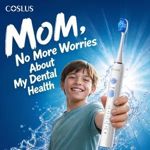 COSLUS C30 Sonic Electric Toothbrush for Whitening & Brightening, Waterproof & Rechargeable with 5 Modes & 3 Intensities, 4 DuPont Brush Heads