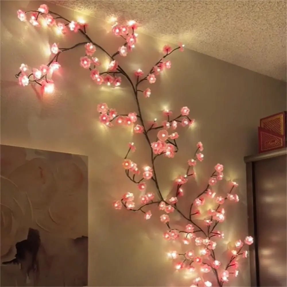 Cherry Blossom Branch Shaped LED Lights, USB Powered Creative DIY Holiday Vine Light, Suitable for Living Room, Bedroom Wall Decoration, Interior LED