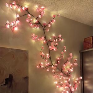 cherry blossom branch shaped led lights, usb powered creative diy holiday vine light, suitable for living room, bedroom wall decoration, led lights for bedroom fall decor, prince room