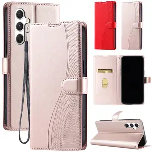 Wallet PU Leather Phone Case For Samsung Galaxy S24 S23 S22 S21 S20 FE S10 Note 20 Ultra 10 Plus 9 8 With Wrist Strap Card Slots Stand Cover