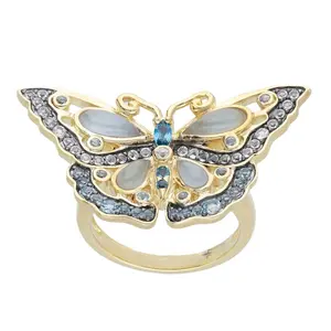 Ariva 18K Gold Clad Blue Multi-Gemstone Butterfly Ring