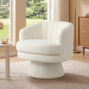 [memorialday] Ebello Modern and Comfortable Versatile Wool Chair, Comfortable Round Armchair, 360 Degree Rotating Bucket Chair, Suitable for Living Room, Bedroom, Office