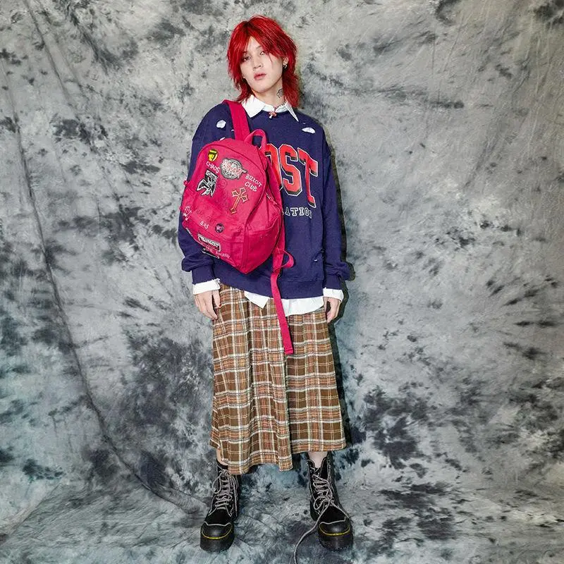 Rebellious Campus Rock Punk Subculture Large Capacity Backpack Unisex Student School Bag