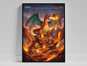 Charizard, Charmander, Charmeleon Gifts Poster, Japanese Style Legendary Anime Artwork, Unframed Wall Art for Bedroom Decor