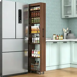 7 Tier Multi-Functional Pull-Out Storage Shelf for Kitchen Living Room & Narrow Spaces Versatile 7 Open Shelves Slim Design 7.87 Inches Wide