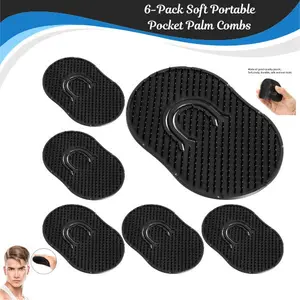 6-Pack Soft Portable Pocket Palm Combs, Shampoo Hair Brush & Scalp Massager for Men and Women