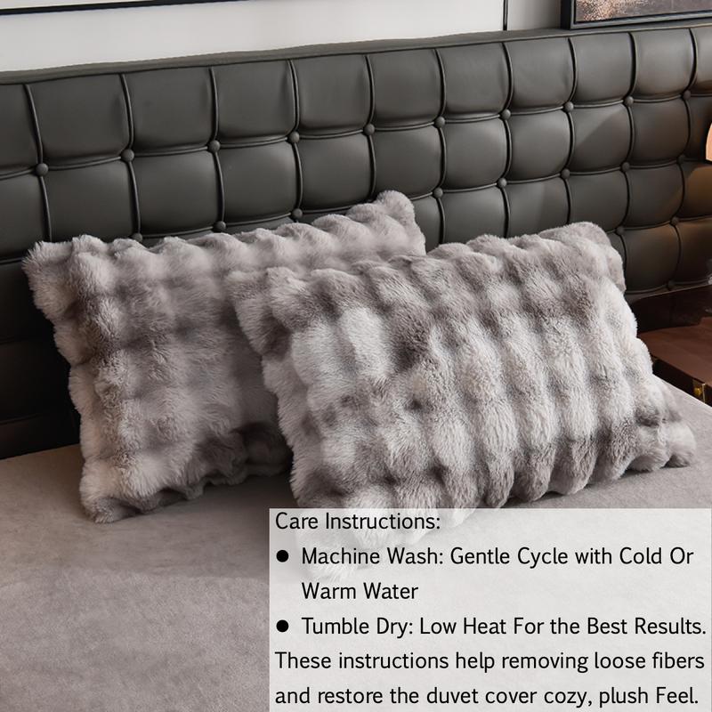 Faux Rabbit Fur Duvet Cover Set, Fuzzy Duvet Cover, Luxury Ultra Soft Solid Color Bedding, Warm All Season 3 Piece Set with 1 Duvet Cover and 2 Pillowcases for Bedroom, Sofa, Dorm