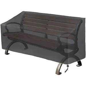 Patio Bench Cover 52.8 x 26 x 35/24.8 Inch,  Outdoor Garden Bench Cover, Windproof Oxford Fabric Furniture Bench Cover with Drawstring and Storage Bag, Black