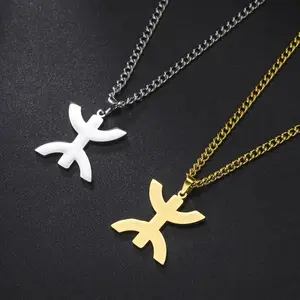 African Berbers Symbol Pendant Necklace Amazigh Letter Yaz Stainless Steel Ethnic Amulet Women Necklace