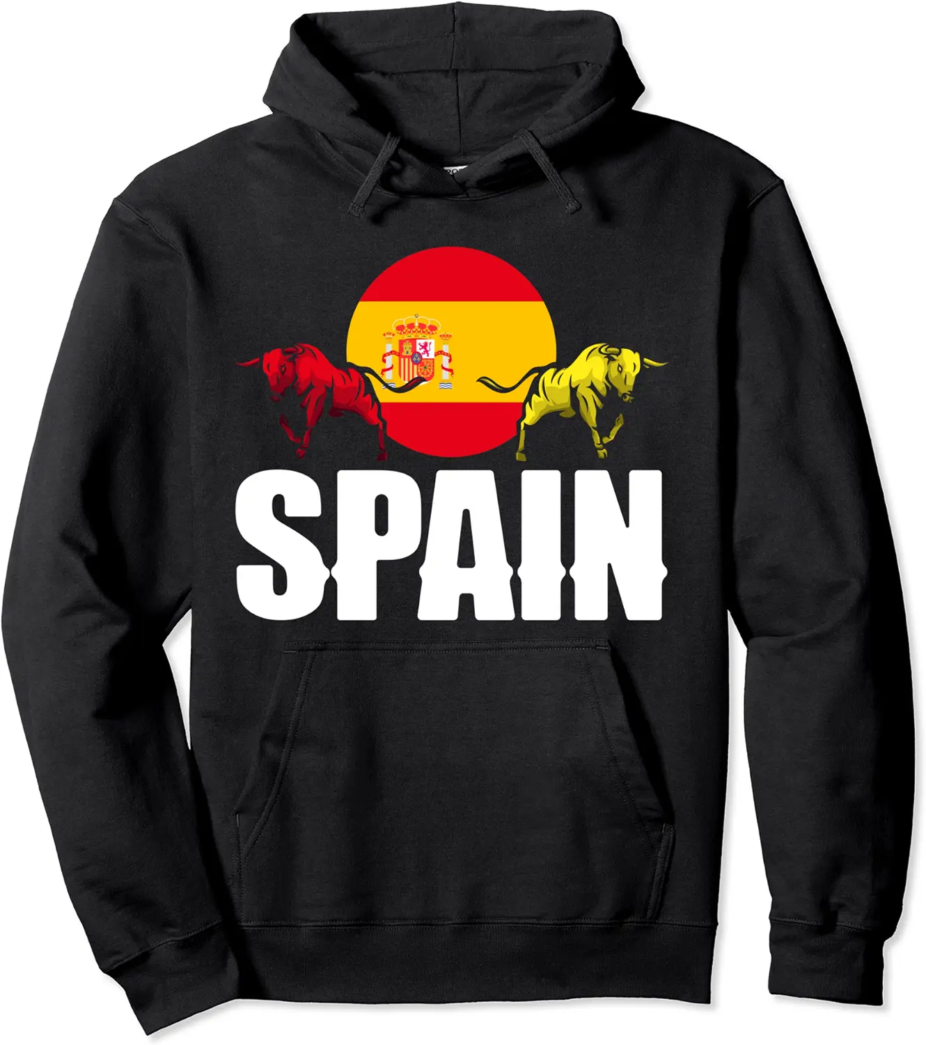 Spain Spanish Spain Flag Cattle Animal Silhouette Pullover Hoodie - Sabrinasmitl Shop 43B0BKP2FVVT