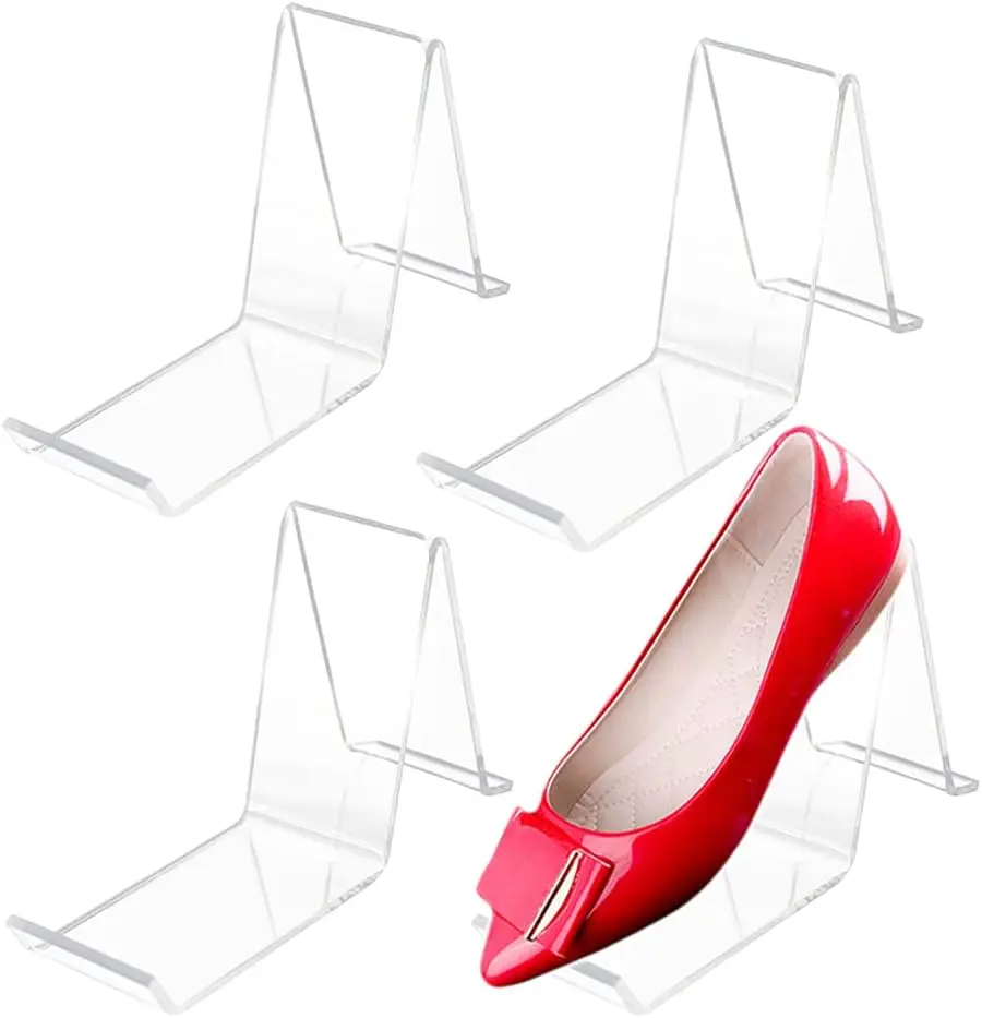 2 Pair/4 Pcs Acrylic Shoe Store Display Stands Clear Sandal Display Stands High Heel Display Rack Holder for Home Shopping Malls