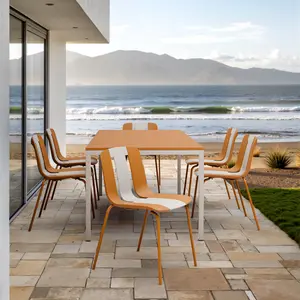 [Fahuac] 4-Piece Stackable Chairs - PP Material, 330LB Capacity, Balcony, Furniture-Style, Stain-Blocking, Rugged Design, for Indoor Outdoor Patio Use, Balcony Stacking Chairs, Furniture-Style Stacking Chairs