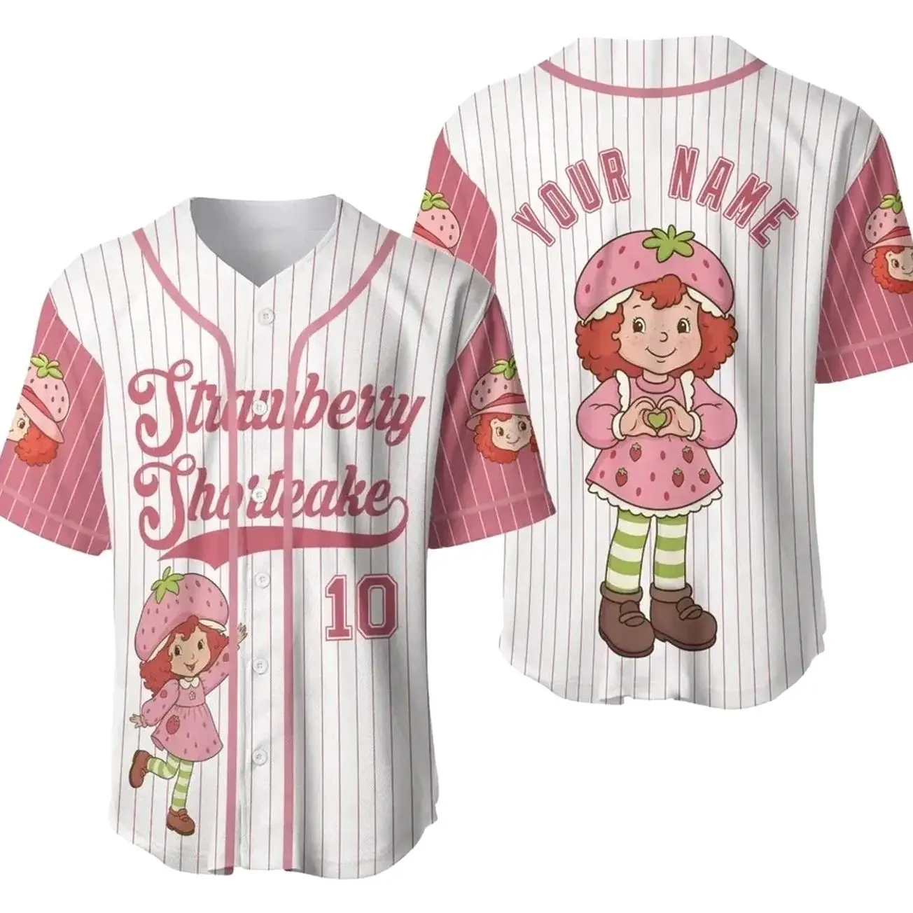 Custom Strawberry Shortcake Baseball Jersey Personalized Cartoon Girl Gift 0MJ