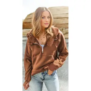 Quarter Zip Brown Hoodie