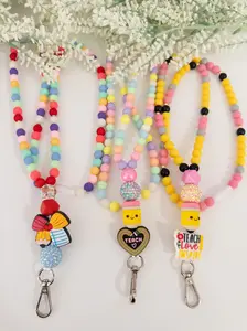 Pencil Teacher Lanyard, Beaded lanyard, ID Holder, Badge Holder, Cute teacher Accessory