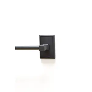 212 MAIN Wall-Mounted 18 in. Black Zinc Coated Towel Bar with Rectangular Plate, Towel Hook, Wall-Mounted Hook – Residential Bathroom Storage Essential