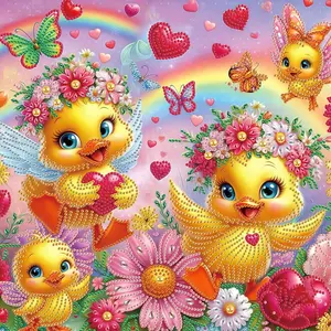 5D Diamond Painting Kit Little Yellow Duck DIY Special Shape Crystal Rhinestone Partial Drill Diamond Art Embroidery Bead Mosaic Crafts Handmade Wall Decor Painting Gift for Adult and Beginner