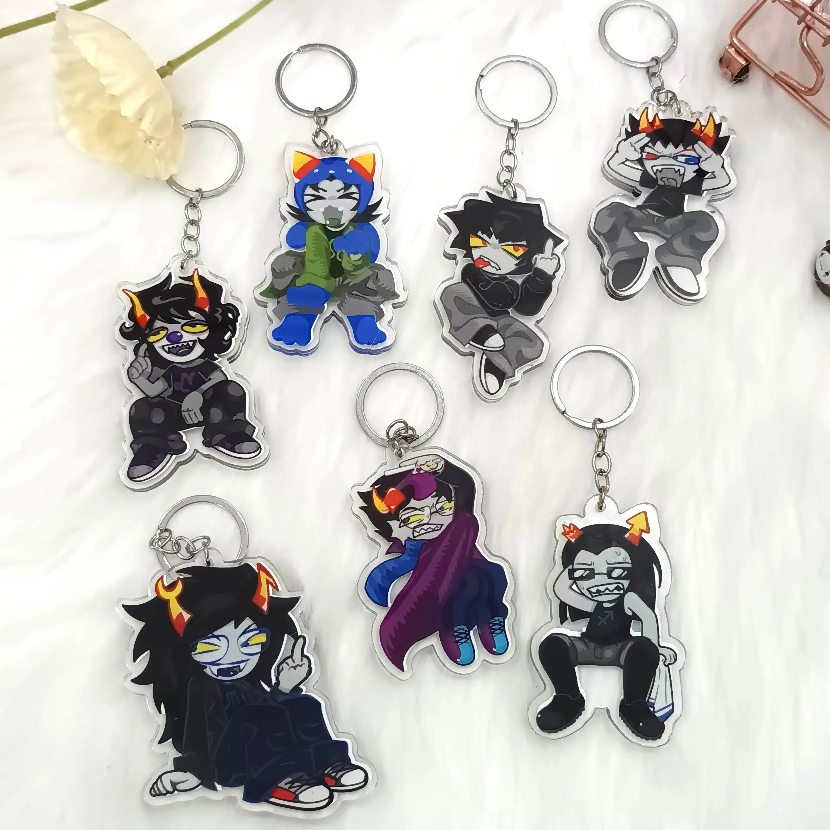 Homestuck Troll Acrylic Keychain Charms, Homestuck Keychains – Cute Acrylic Keychain Charms, Perfect Gift for Fans & Collectors