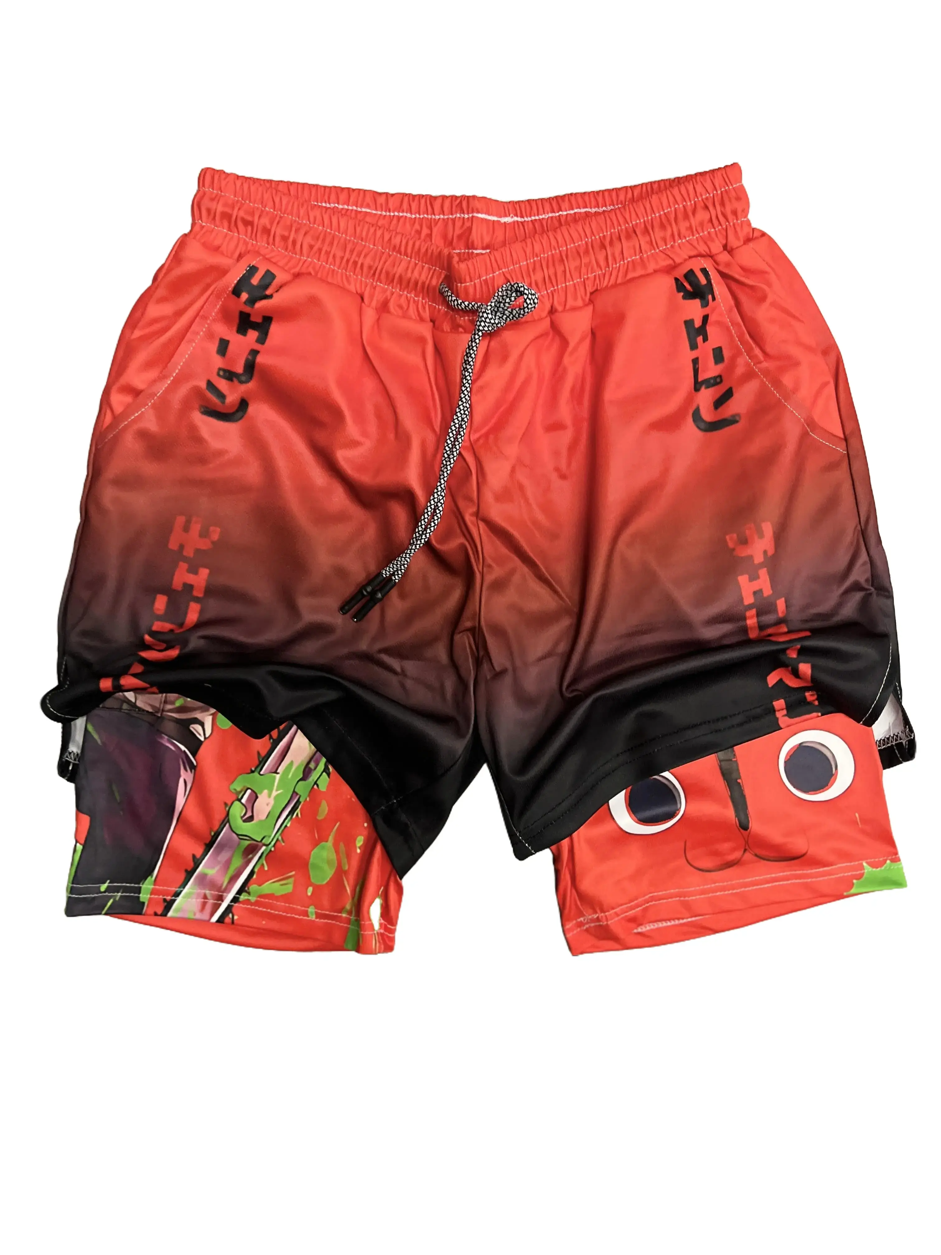 Anime Men's Shorts Performance Shorts Summer Double Layer Beach Pants Fitness Training Pant Sports