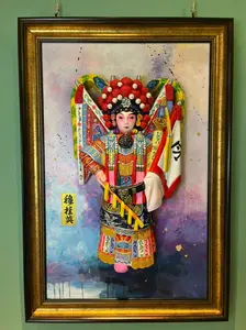Home decor sculpture painting"Mu Guiying" 42.5 inch*29 inch"