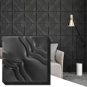 33 Pack  Wall Panel, 2 Different Effects PVC Textured Wall Panels for Interior Wall Decor, 12 x12 Inch Cover 32.Sq.Ft, Black
