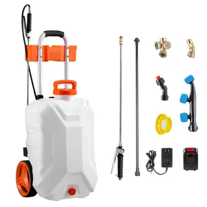 10 Gal Battery Powered Sprayer with Cart Wheeled 0-80 PSI Electric Weed Sprayer