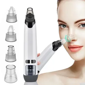 1 PC USB charging blackhead removal pore vacuum cleaner, facial pore cleaning, electric acne removal tool, suitable for both men and women, painless blackhead removal, 4 types of suction heads White