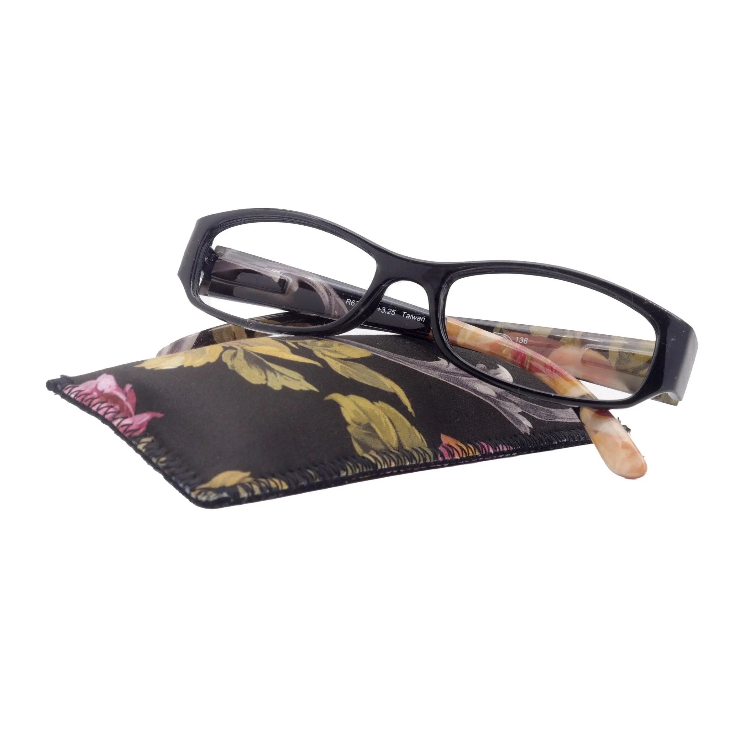 Rosie Premium Reading Glasses, Fashion Reader (Flower Black) Print, Oval Shape +4  High Magnification, NY Fifth Avenue Unisex Lightweight