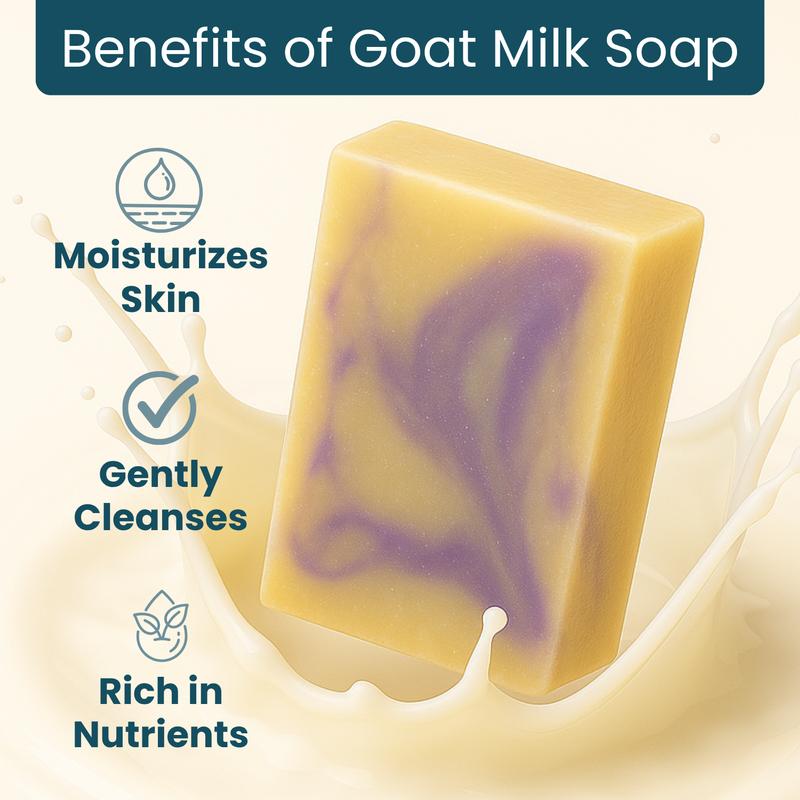 Cherry Almond Honey Oatmeal Lavender Goat Milk Soap | Way Natural | 3 Large 5 oz Bars | 100% REAL RAW GOAT MILK | Moisturizing Hand & Body Natural Soap | Nourishing and Long Lasting | Made is USA
