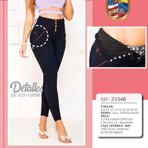 Curvy Size Plus IBC JEANS CINTURA ANATÓMICA Ref 2354B Talla 16-20-22 Color Azul Petrolizado Eco-Cuero  Bottom