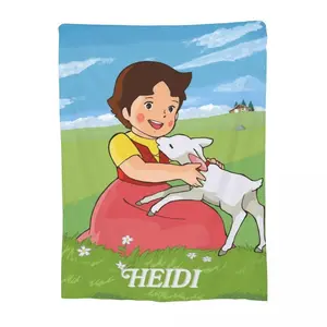 Heidi Girl Of The Alps Anime Flannel Blanket Sofa Fleece Plush Spring/Autumn Throw Blanket forHome Outdoor Plush Thin Quilt