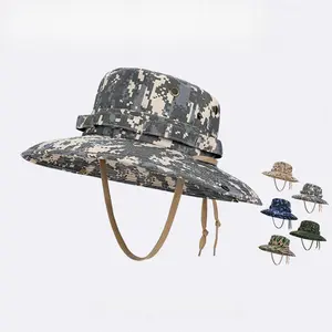 Men's Spring/Summer Outdoor Sun Hat — Breathable, Tactical Camouflage Bucket Hat for Fishing, Hiking, and Sun Protection (Wide Brim)