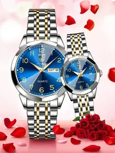 Fashion Couple Watch, Trendy Original Quartz Watch, Modern Waterproof Watch, Waterproof Night Light Date Week Couple Watch, Suitable for Daily Matching, Best Gift