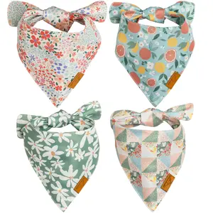 Remy+Roo | Taylor | Spring Dog Bandanas - 4 Pack Set and Plaid Design for Christmas, Multiple Sizes Offered, Christmas Dog Bandanas Set pet neck