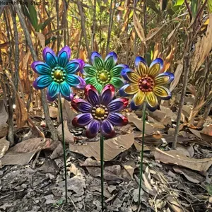 Iron Art Flower Stakes — Four-Color Floral Garden Ornaments, Small Decorative Inserts, Gardening & Landscaping Supplies, Faux Flowers