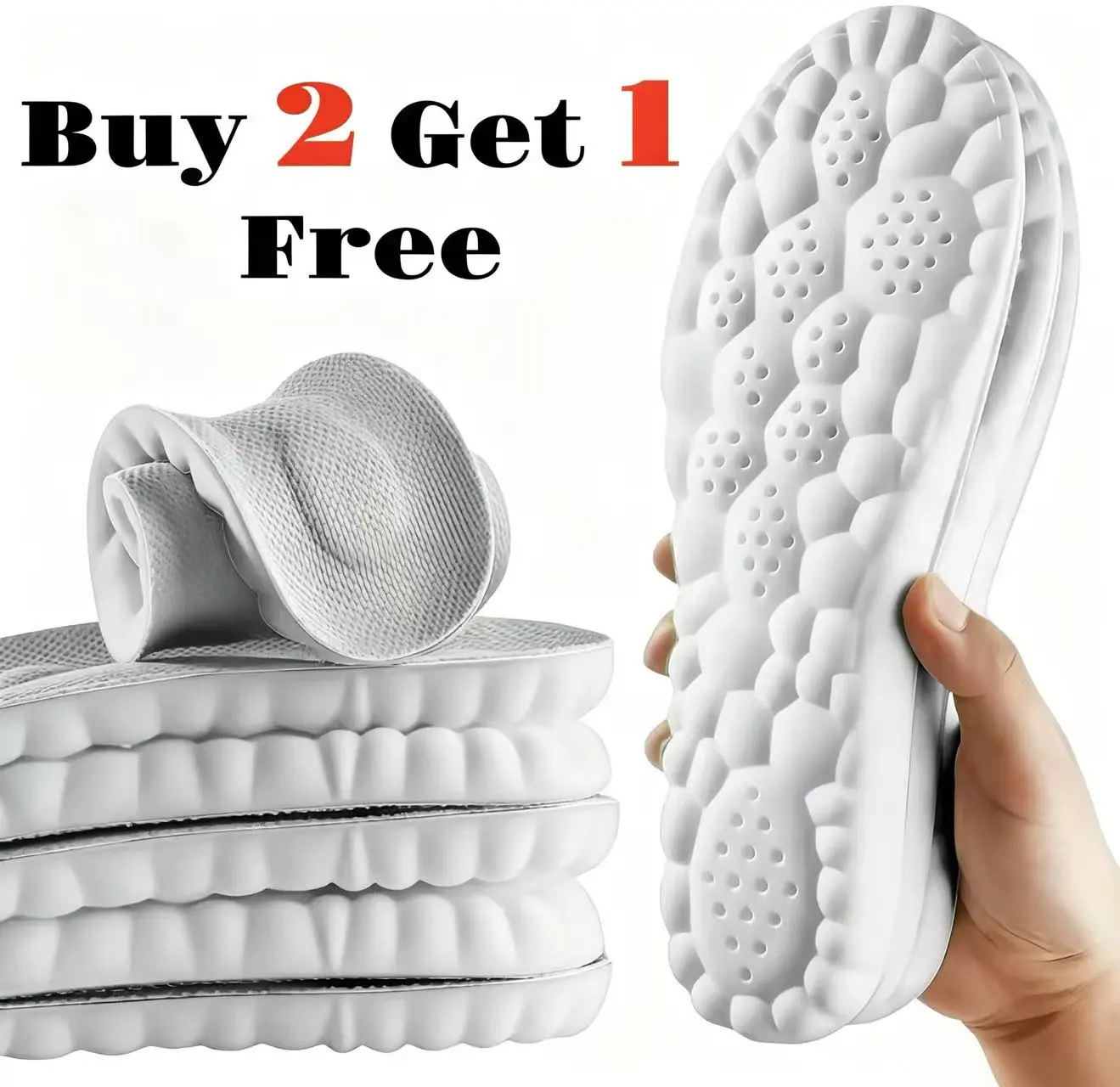 2026 Latest 4D Cloud Foam Technology Insoles, Breathable Memory Foam Cushion Inserts, Trimmable Comfort Steppers Insoles for Daily Shoes