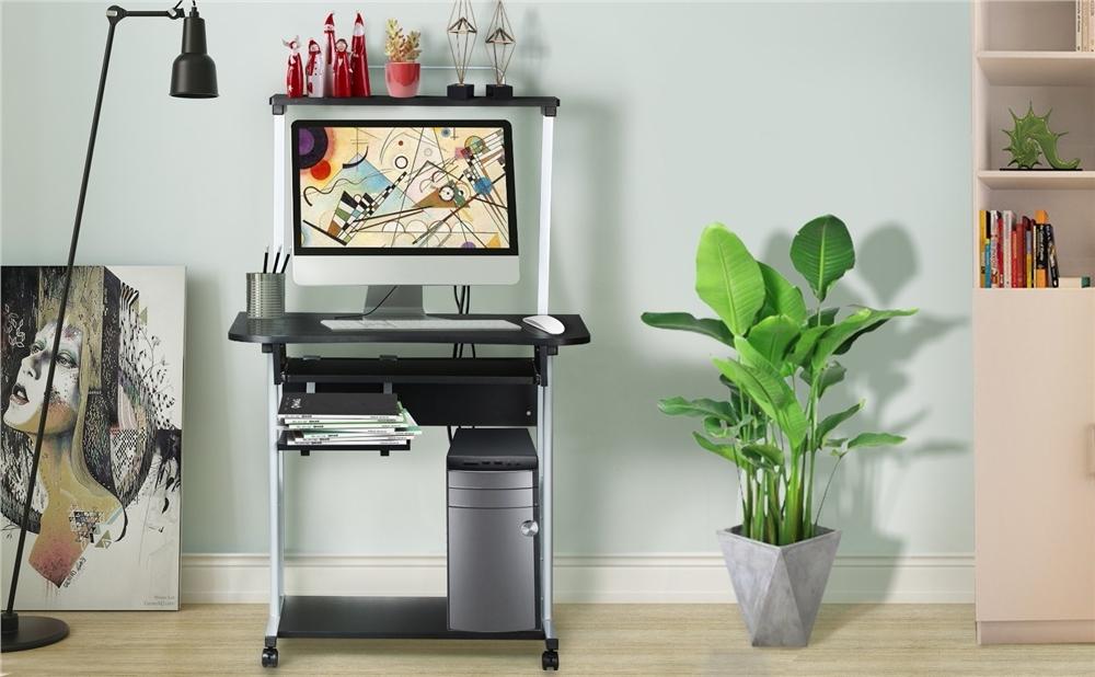 Yaheetech 3 Tiers Computer Desk for Home Office School Dormitory Study Table w/Printer Shelf CPU Mainframe Stand Keyboard Tray Storage Rack