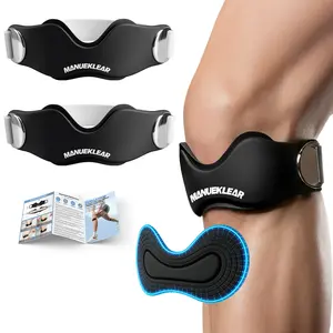 MANUEKLEAR Adjustable V-Shaped Patella Strap, Silicone Patellar Tendon Support Band, Flex Wrap Knee Brace for Men Women, Pain Relief for Running Hiking Basketball