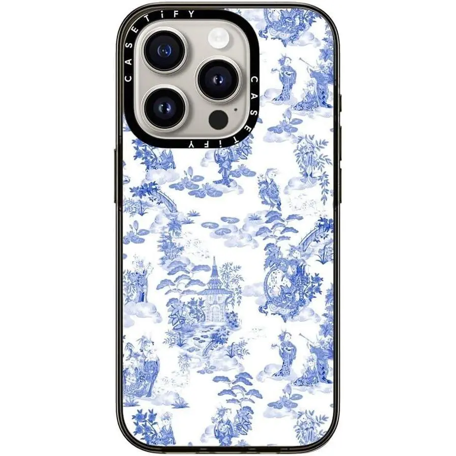 CASETiFY Compact iPhone 15 Pro Case [2X Military Grade Drop Tested / 4ft Drop Protection] - Moon Caravan Toile - Clear Black