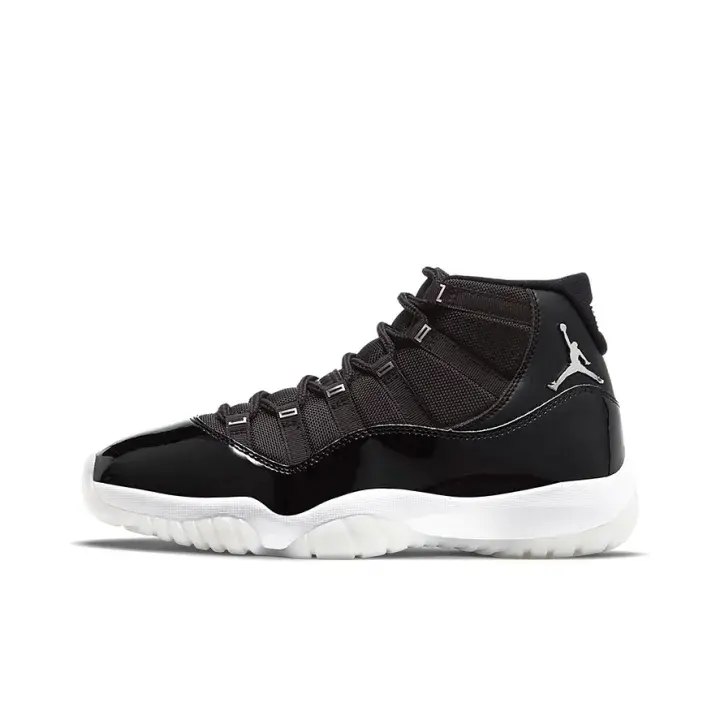 High top patent leather basketball sneakers black white silver jumpman logo upper trendy festival wear arch support cushioned insole wide fit outdoor walking vacation lightweight non slip unisex daily comfy footwear popular ootd pick viral