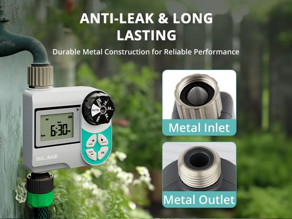 QUOBAS Sprinkler Timer for Garden Hose, Weekly Programmable Digital Water Timer with Rain Delay/Auto/Manual 3 Modes, Drip Irrigation System, Pool, Lawn, Battery Powered, 1 Zone