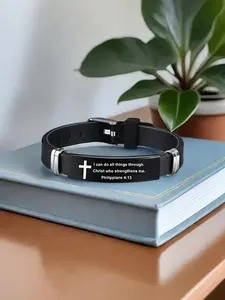 Bible Faith Bracelet, Cross Design Bangle, Fashionable Silicone Bracelet for Men & Women, Trendy All-match & Exquisite Jewelry for Birthday Gift, Stackable Bracelets
