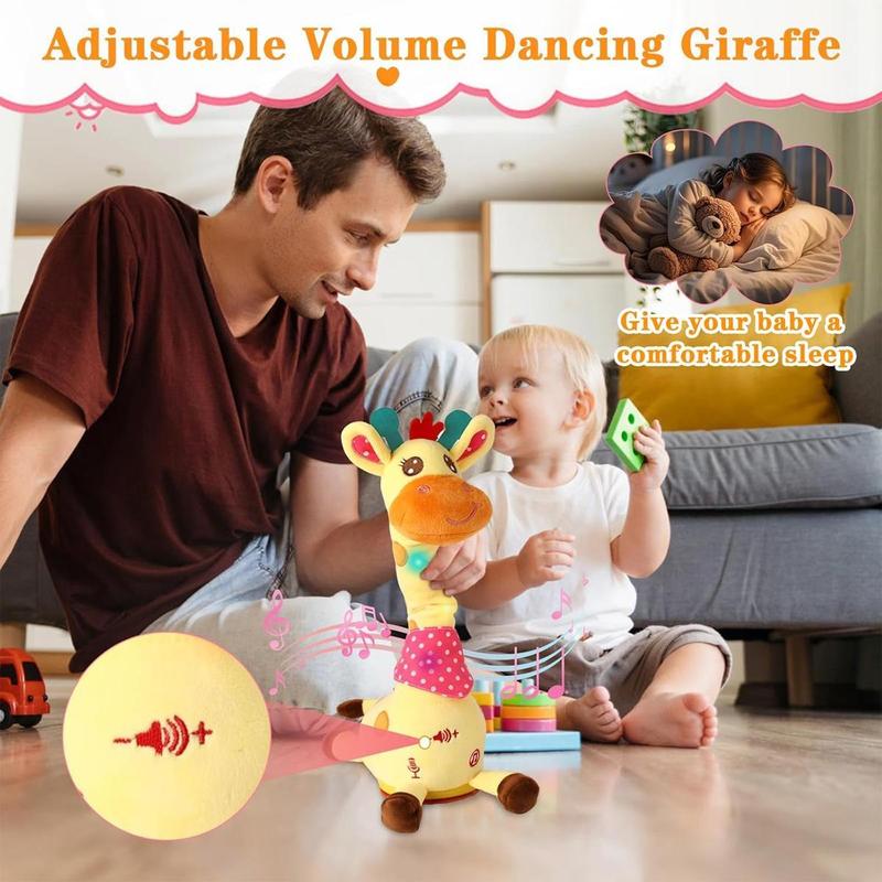 Dancing Talking Giraffe Toy, Stuffed Animal Baby Toy Repeating What You Say, Glowing Musical Giraffe with 10 Songs, Perfect Gifts for Toddlers 1-6 Years Old
