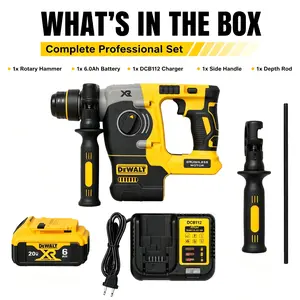 DEWALT DCH273   20V   Brushless Rotary Hammer | Supplied with One  6.0Ah Battery + Charger | 2.1 Joules Impact Energy / SHOCKS Active Vibration Control | Concrete Anchor Drilling, Overhead Rod Hanging, Seismic Retrofitting