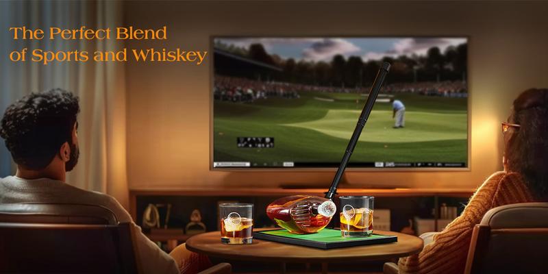 Valentine's Day Gifts, New Year Golf Gifts For Men Dad, Kollea Golf Club Whiskey Decanter Set – Golf Ball Shot Glasses, Cool Gift for Men Classic Utensils Printed Shaped Stopper Dispenser