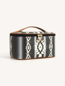 Boho Style Ethnic Pattern Makeup Bag, Large Capacity Cosmetic Bag, Portable Cosmetic Travel Bag with Zipper and Carry Handle, Makeup Storage Bag, Western Makeup Bags for Women