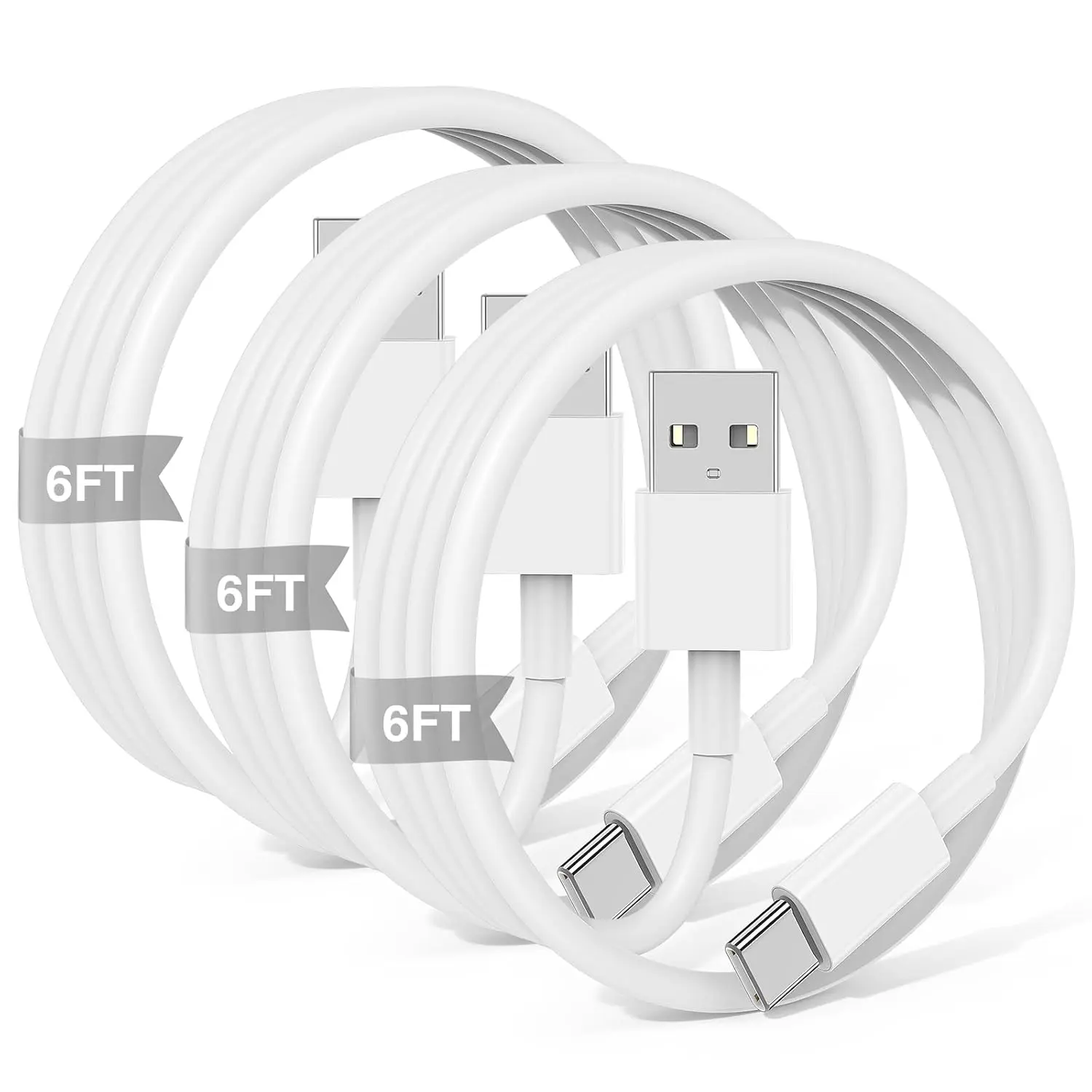 3-Pack 6FT    USB A to USB C  for  16 15 Pro Plus Pro Max,for iPad Pro/Air/Mini,for  Galaxy S25/S24/S23,for MacBook Pro/Air and More