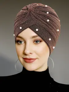 Women's Indian Hat with Pearls, Elegant Pearl Beaded Headwear for Women, Stylish Accessory for Special Occasions, High Quality Hat